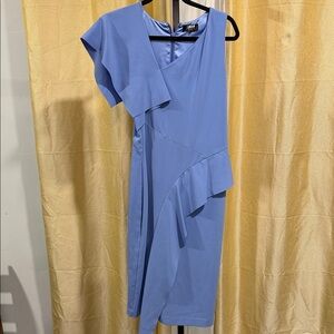Parker Asymmetrical Dress in Soft Blue